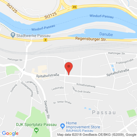 Position der Autogas-Tankstelle: Agip Tankstelle in 94032, Passau