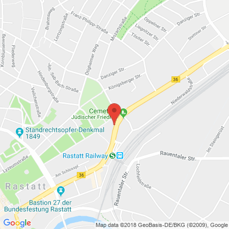 Position der Autogas-Tankstelle: JET Tankstelle in 76437, Rastatt