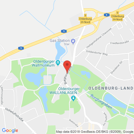 Position der Autogas-Tankstelle: Star Tankstelle Kastner in 23758, Oldenburg