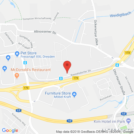 Position der Autogas-Tankstelle: JET Tankstelle in 01156, Dresden Gompitz