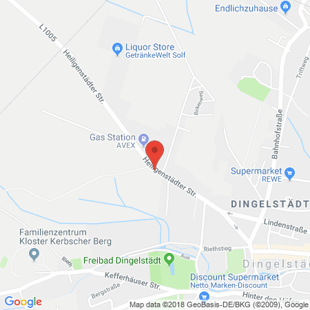 Position der Autogas-Tankstelle: Avex Tankstelle in 37351, Dingelstädt