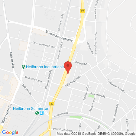 Position der Autogas-Tankstelle: Esso Tankstelle in 74076, Heilbronn