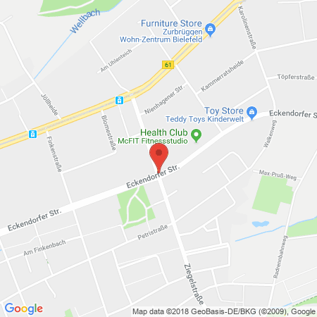 Position der Autogas-Tankstelle: Bielefeld in 33609, Bielefeld