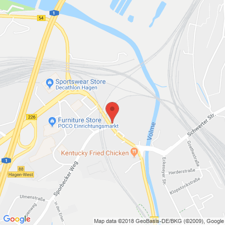Position der Autogas-Tankstelle: AVIA Tankstelle in 58089, Hagen