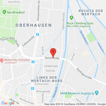 Position der Autogas-Tankstelle: JET Tankstelle in 86154, Augsburg