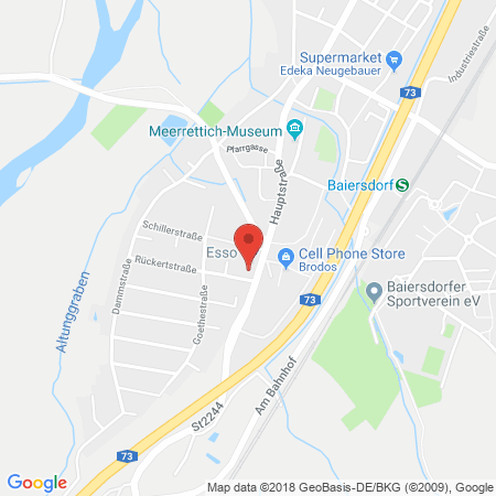 Position der Autogas-Tankstelle: Esso Tankstelle in 91083, Baiersdorf