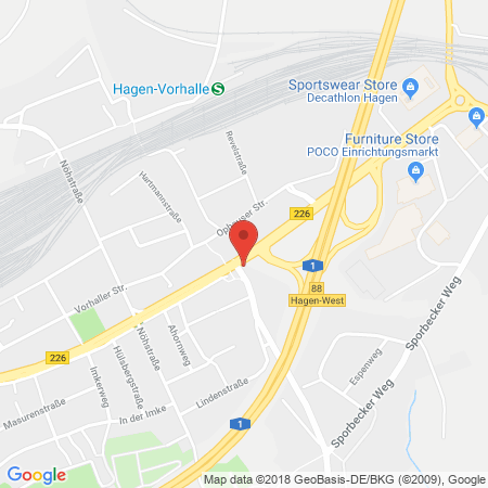 Position der Autogas-Tankstelle: Shell Tankstelle in 58089, Hagen