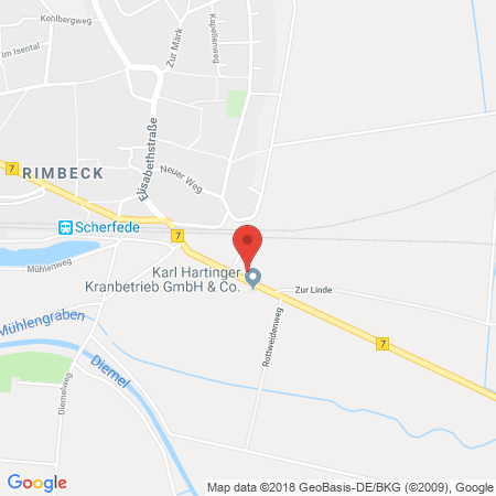 Position der Autogas-Tankstelle: Burkhardt Hartinger in 34414, Warburg