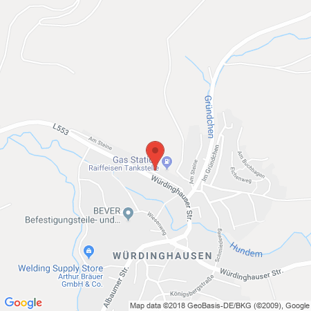 Position der Autogas-Tankstelle: Raiffeisen Sauerland eG in 57399, Kirchhundem-Würdinghausen
