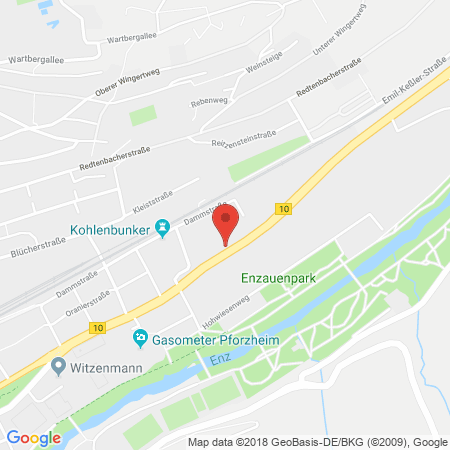 Position der Autogas-Tankstelle: JET Tankstelle in 75175, Pforzheim