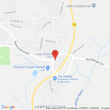 Position der Autogas-Tankstelle: Shell Tankstelle in 94116, Hutthurm