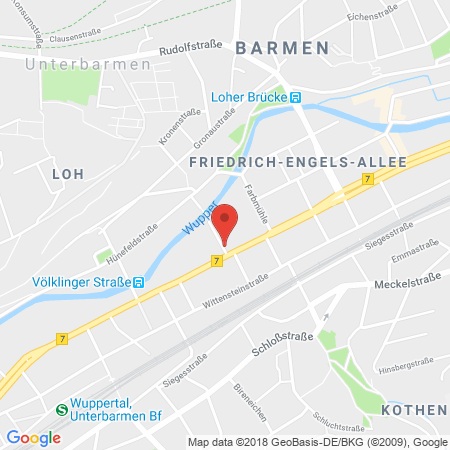 Position der Autogas-Tankstelle: Aral Tankstelle in 42285, Wuppertal