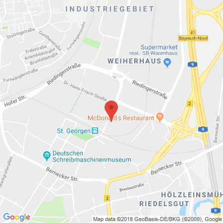 Position der Autogas-Tankstelle: Baywa Tankstelle Bayreuth in 95448, Bayreuth
