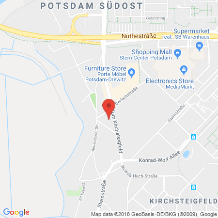 Position der Autogas-Tankstelle: Aral Tankstelle in 14480, Potsdam
