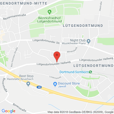 Position der Autogas-Tankstelle: AVIA Tankstelle in 44388, Dortmund