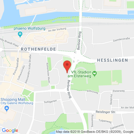 Position der Autogas-Tankstelle: Esso Tankstelle in 38440, Wolfsburg