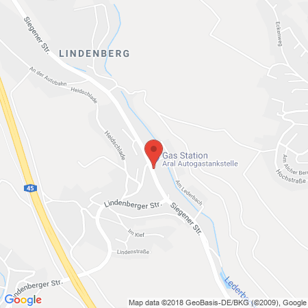Position der Autogas-Tankstelle: Aral Tankstelle in 57258, Freudenberg - Linden