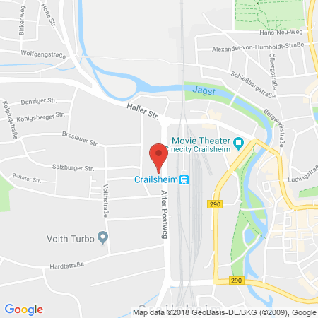 Position der Autogas-Tankstelle: Aral Tankstelle in 74564, Crailsheim
