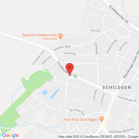 Position der Autogas-Tankstelle:  Bergisch Gladbach in 51467, Bergisch Gladbach