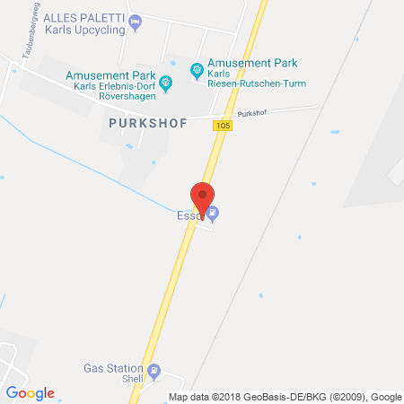 Position der Autogas-Tankstelle: Esso Tankstelle in 18182, Moenchhagen