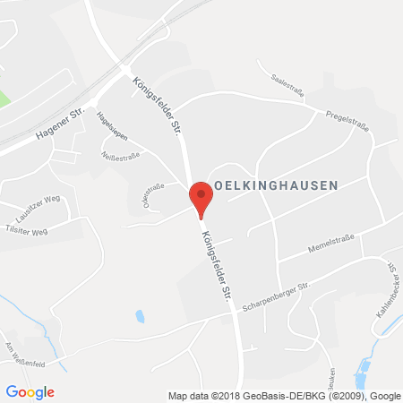 Position der Autogas-Tankstelle: Raiffeisen Tankstelle in 58256, Ennepetal