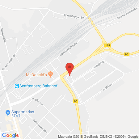 Position der Autogas-Tankstelle: Aral Tankstelle in 01968, Senftenberg