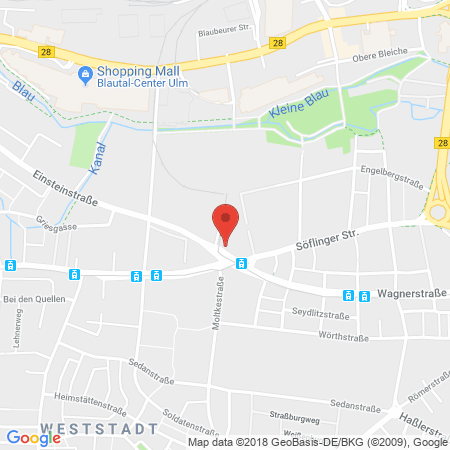 Position der Autogas-Tankstelle: Esso Tankstelle in 89077, Ulm