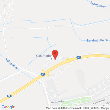 Position der Autogas-Tankstelle: Aral Tankstelle, Bat Heidenfahrt Nord in 55262, Heidesheim