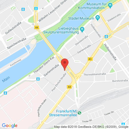Position der Autogas-Tankstelle: Esso Tankstelle in 60596, Frankfurt