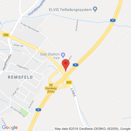 Position der Autogas-Tankstelle: Agip Tankstelle in 34593, Knüllwald