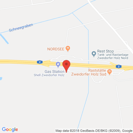 Position der Autogas-Tankstelle: BAB-Tankstelle Zweidorfer Holz Süd (Shell) in 38176, Wendeburg-Zweidorfer Holz