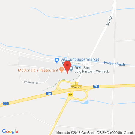 Position der Autogas-Tankstelle: Total Autohof Werneck in 97440, Werneck