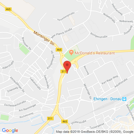 Position der Autogas-Tankstelle: Esso Tankstelle in 89584, Ehingen