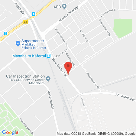 Position der Autogas-Tankstelle: Aral Tankstelle in 68309, Mannheim