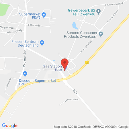 Position der Autogas-Tankstelle: Esso Tankstelle in 04442, Zwenkau