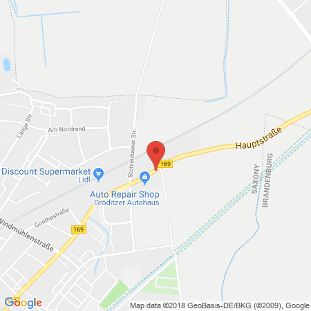 Position der Autogas-Tankstelle: Sprint Tankstelle in 01609, Groeditz