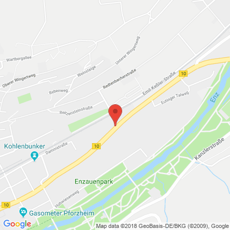 Position der Autogas-Tankstelle: Bft Tankstelle in 75175, Pforzheim