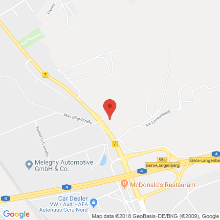Position der Autogas-Tankstelle: Aral Tankstelle in 07546, Gera