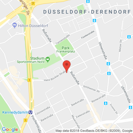 Position der Autogas-Tankstelle: Esso Tankstelle in 40476, Duesseldorf