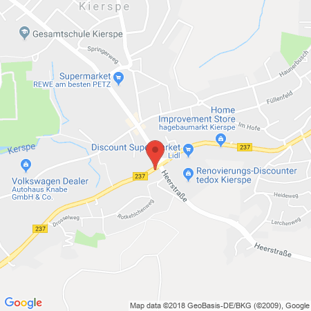 Position der Autogas-Tankstelle: JET Tankstelle in 58566, Kierspe