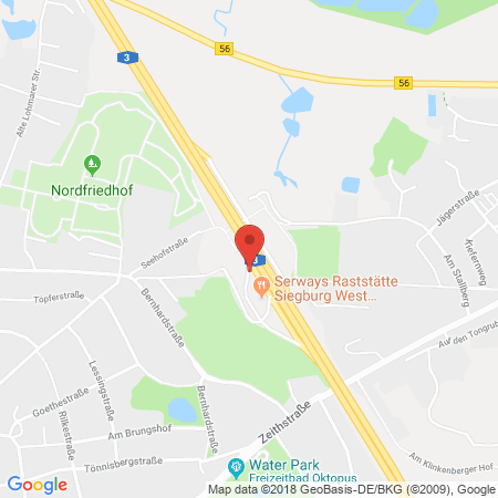 Position der Autogas-Tankstelle: BAB-Tankstelle Siegburg West (Shell) in 53721, Siegburg