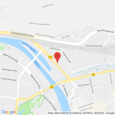 Position der Autogas-Tankstelle: Shell Tankstelle in 97080, Würzburg