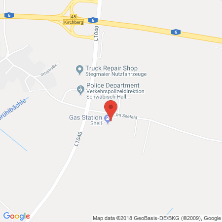Position der Autogas-Tankstelle: Shell Tankstelle in 74592, Kirchberg