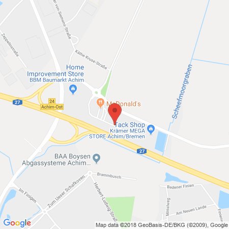 Position der Autogas-Tankstelle: Shell Tankstelle in 28832, Achim