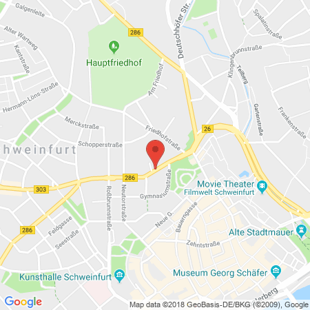 Position der Autogas-Tankstelle: Agip Tankstelle in 97421, Schweinfurt