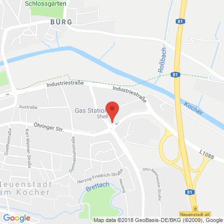 Position der Autogas-Tankstelle: Shell Tankstelle in 74196, Neuenstadt