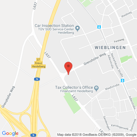 Position der Autogas-Tankstelle: Total Heidelberg in 69123, Heidelberg