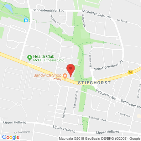 Position der Autogas-Tankstelle: Shell Tankstelle in 33605, Bielefeld
