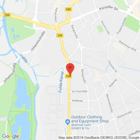 Position der Autogas-Tankstelle: JET Tankstelle in 36043, Fulda
