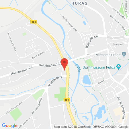 Position der Autogas-Tankstelle: AVIA Tankstelle in 36041, Fulda